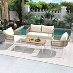 4-Piece Patio Furniture Set, Outdoor Patio Conversation Set with Cushion