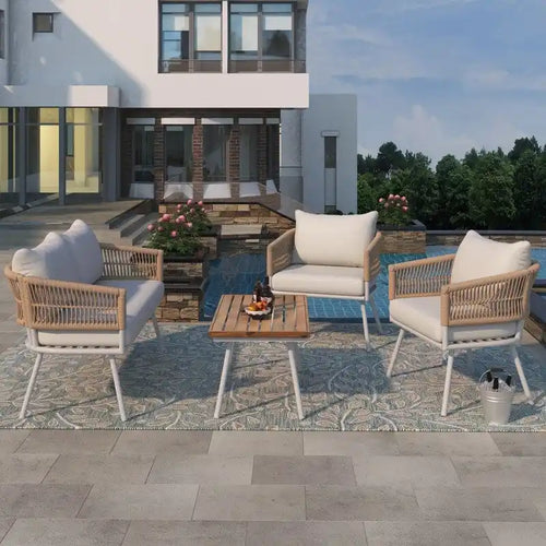 4-Piece Patio Furniture Set, Outdoor Patio Conversation Set with Cushion