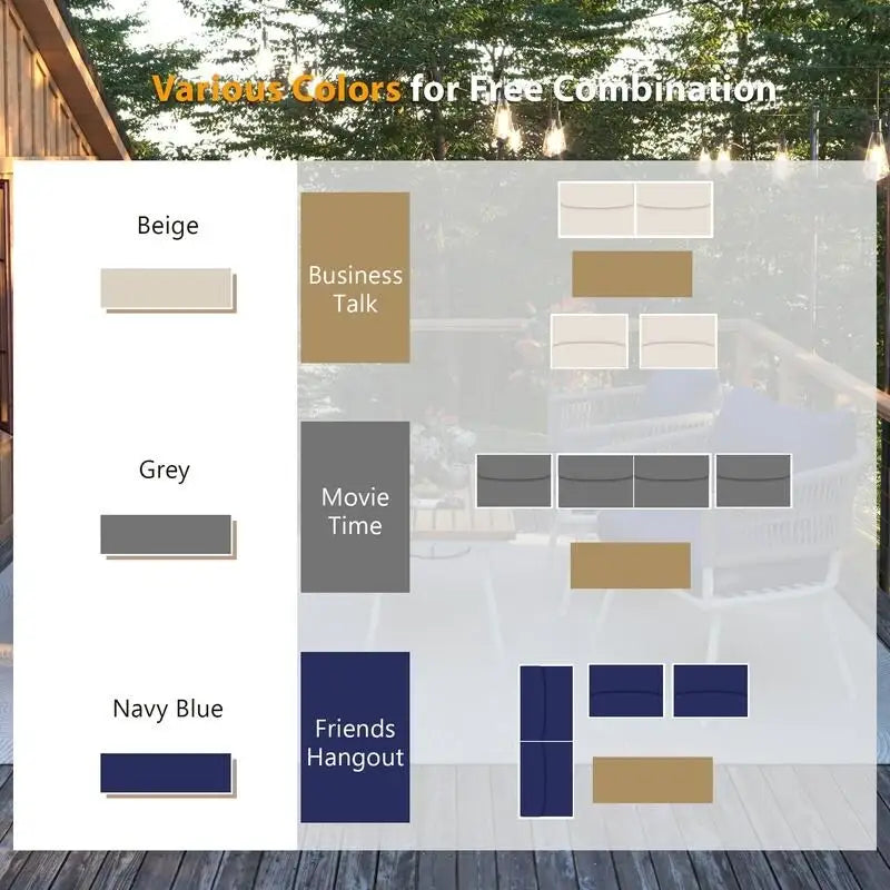 4-Piece Patio Furniture Set, Outdoor Patio Conversation Set with Cushion