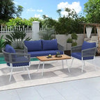 4-Piece Patio Furniture Set, Outdoor Patio Conversation Set with Cushion