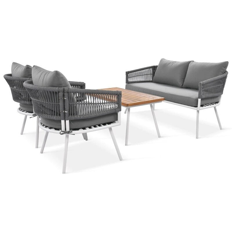 4-Piece Patio Furniture Set, Outdoor Patio Conversation Set with Cushion