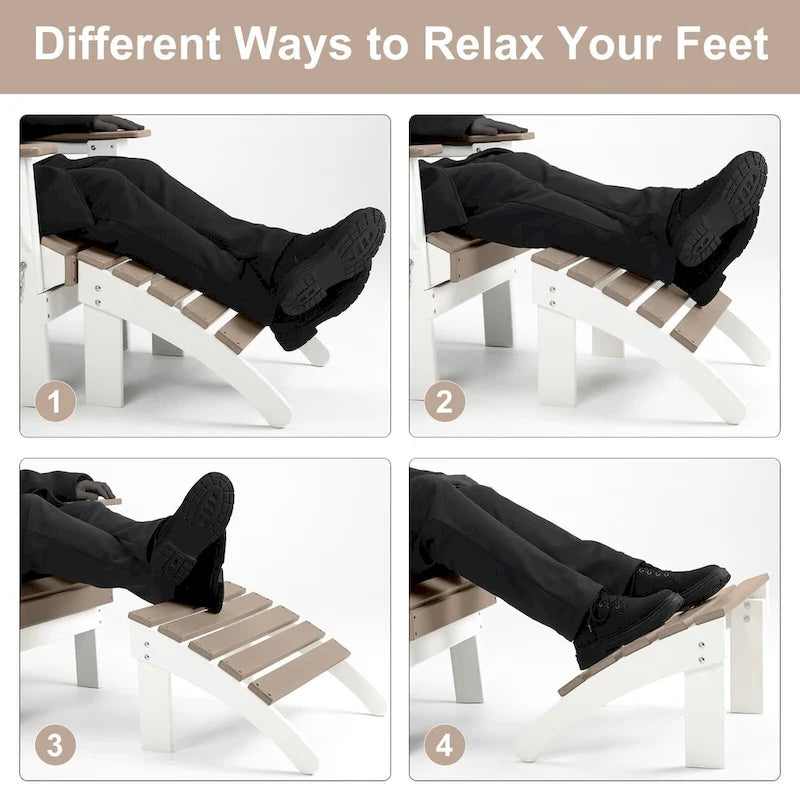 Aoodor Outdoor Adirondack Ottoman - Weather-Resistant HDPE Patio Footrest for Ultimate Relaxation