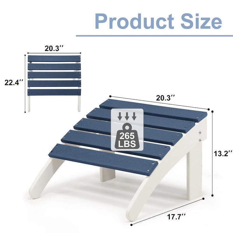 Aoodor Outdoor Adirondack Ottoman - Weather-Resistant HDPE Patio Footrest for Ultimate Relaxation