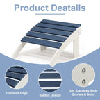 Aoodor Outdoor Adirondack Ottoman - Weather-Resistant HDPE Patio Footrest for Ultimate Relaxation