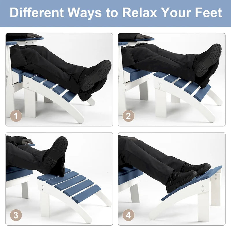 Aoodor Outdoor Adirondack Ottoman - Weather-Resistant HDPE Patio Footrest for Ultimate Relaxation