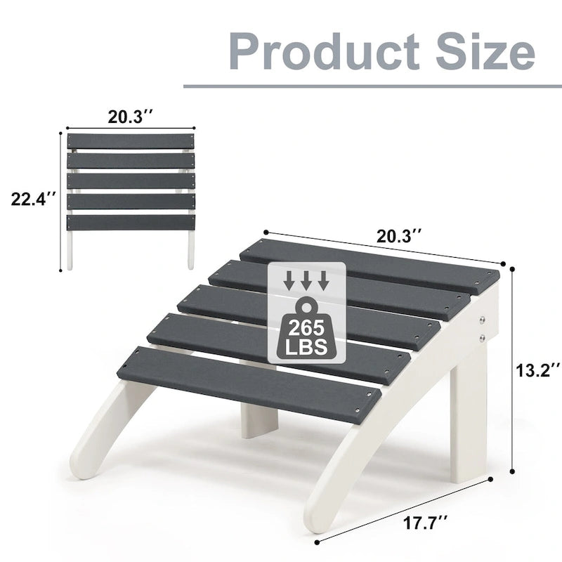 Aoodor Outdoor Adirondack Ottoman - Weather-Resistant HDPE Patio Footrest for Ultimate Relaxation