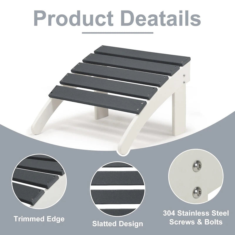 Aoodor Outdoor Adirondack Ottoman - Weather-Resistant HDPE Patio Footrest for Ultimate Relaxation