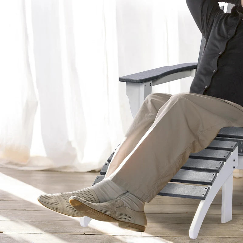 Aoodor Outdoor Adirondack Ottoman - Weather-Resistant HDPE Patio Footrest for Ultimate Relaxation