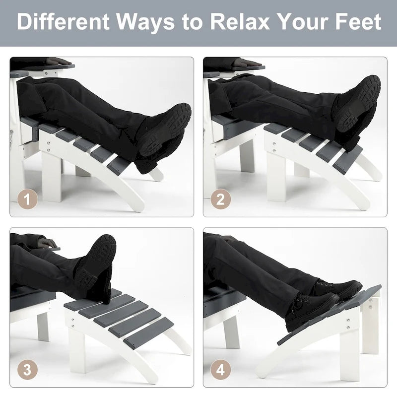 Aoodor Outdoor Adirondack Ottoman - Weather-Resistant HDPE Patio Footrest for Ultimate Relaxation