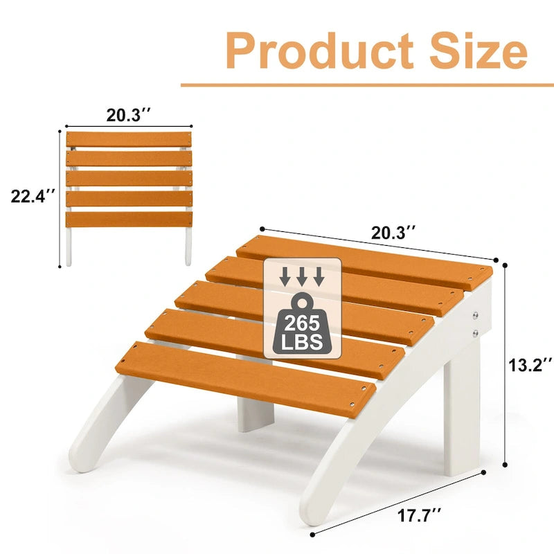 Aoodor Outdoor Adirondack Ottoman - Weather-Resistant HDPE Patio Footrest for Ultimate Relaxation