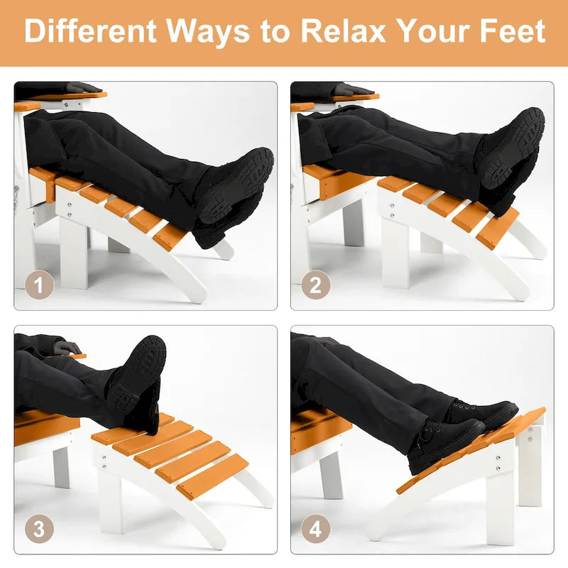 Aoodor Outdoor Adirondack Ottoman - Weather-Resistant HDPE Patio Footrest for Ultimate Relaxation
