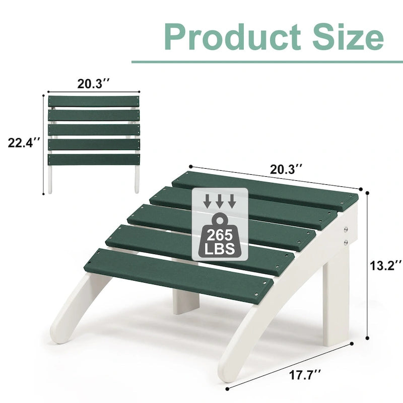 Aoodor Outdoor Adirondack Ottoman - Weather-Resistant HDPE Patio Footrest for Ultimate Relaxation