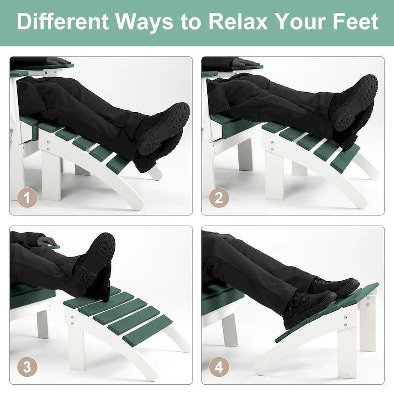 Aoodor Outdoor Adirondack Ottoman - Weather-Resistant HDPE Patio Footrest for Ultimate Relaxation
