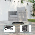 LIVOOSUN 3-Piece Patio Sofa Set Gray Rattan Swivel Rocking Chair Side Table