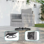 LIVOOSUN 3-Piece Patio Sofa Set Gray Rattan Swivel Rocking Chair Side Table