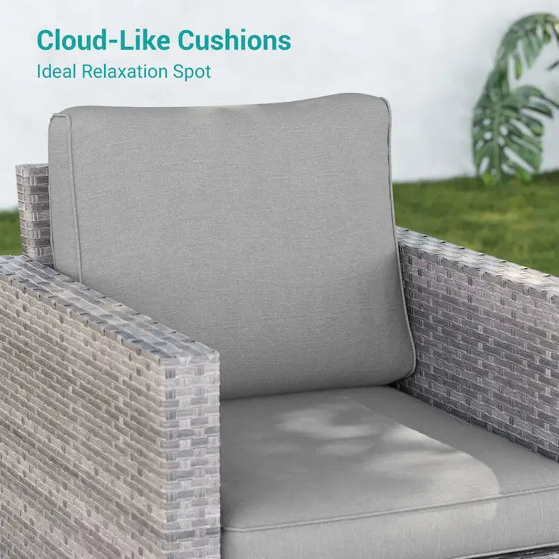 LIVOOSUN 3-Piece Patio Sofa Set Gray Rattan Swivel Rocking Chair Side Table