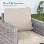 LIVOOSUN 3-Piece Patio Sofa Set Gray Rattan Swivel Rocking Chair Side Table
