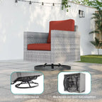 LIVOOSUN 3-Piece Patio Sofa Set Gray Rattan Swivel Rocking Chair Side Table