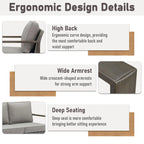 Gymojoy PE Rattan Swivel Rocking Chairs with Sofa - Grey