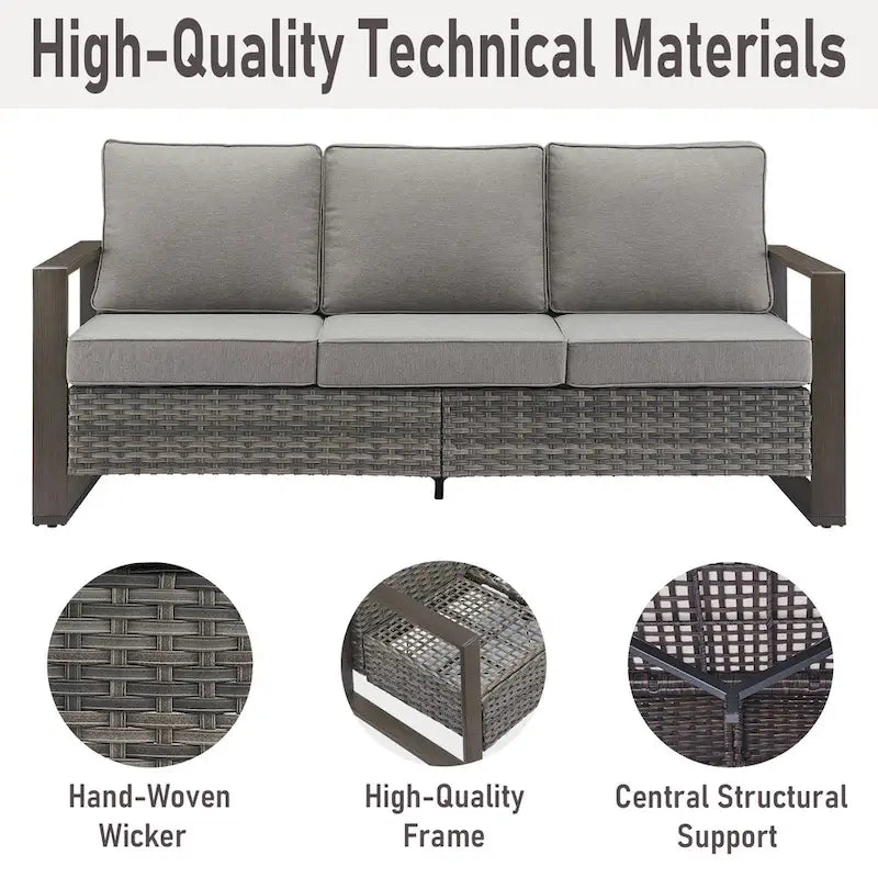 Gymojoy PE Rattan Swivel Rocking Chairs with Sofa - Grey