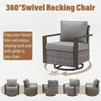 Gymojoy PE Rattan Swivel Rocking Chairs with Sofa - Grey