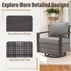 Gymojoy PE Rattan Swivel Rocking Chairs with Sofa - Grey