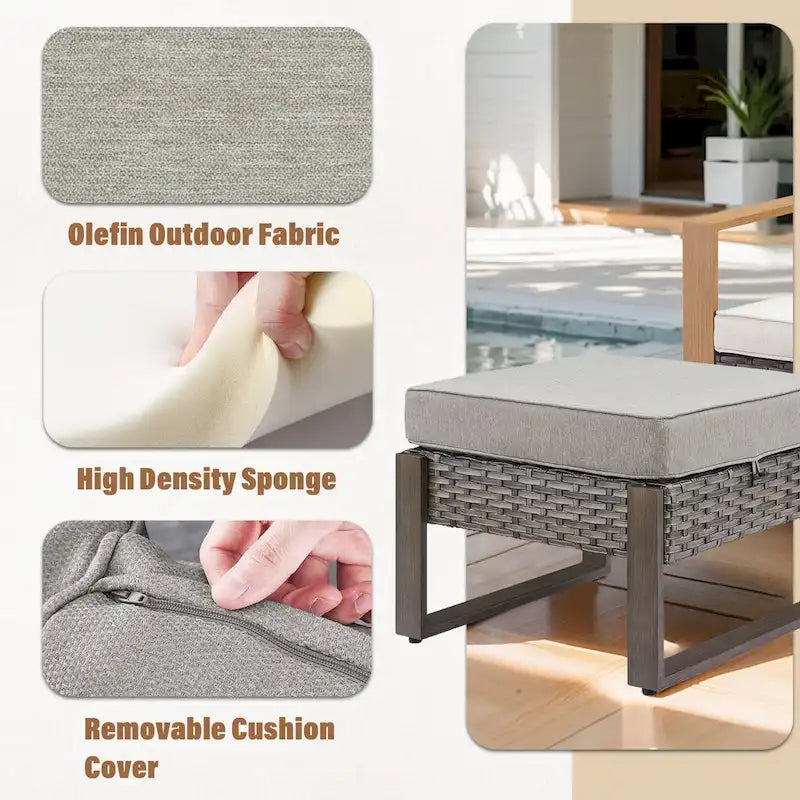 Gymojoy PE Rattan Swivel Rocking Chairs with Sofa - Grey