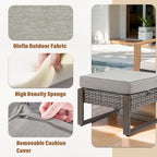 Gymojoy PE Rattan Swivel Rocking Chairs with Sofa - Grey