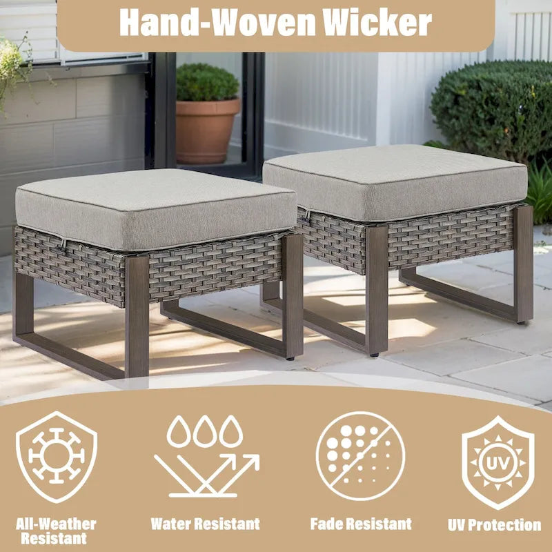 Gymojoy PE Rattan Swivel Rocking Chairs with Sofa - Grey