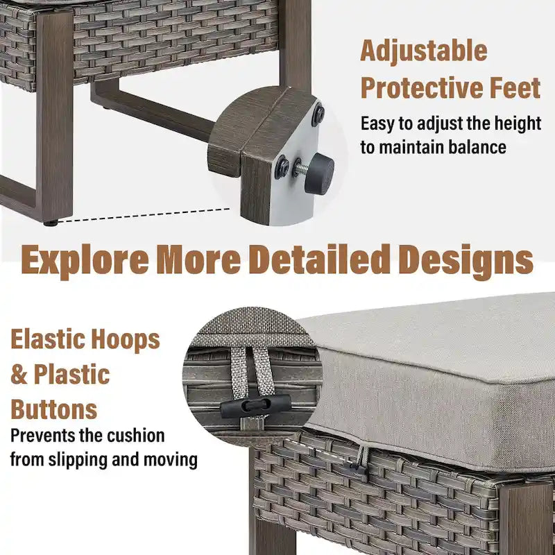 Gymojoy PE Rattan Swivel Rocking Chairs with Sofa - Grey