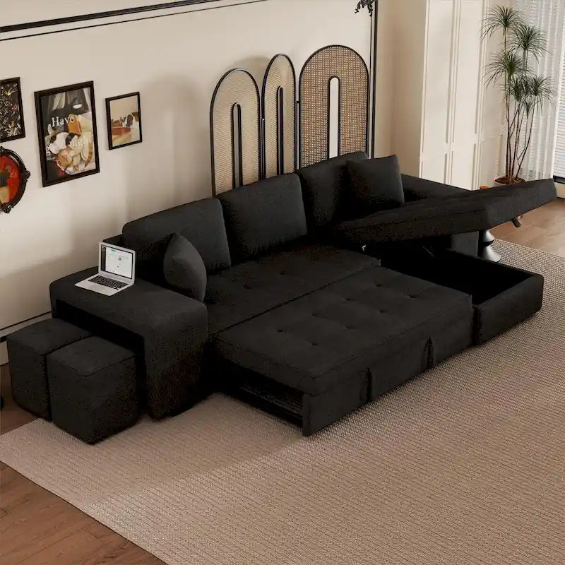 Modern L-Shape 3 Seat Reversible Sectional Sofa