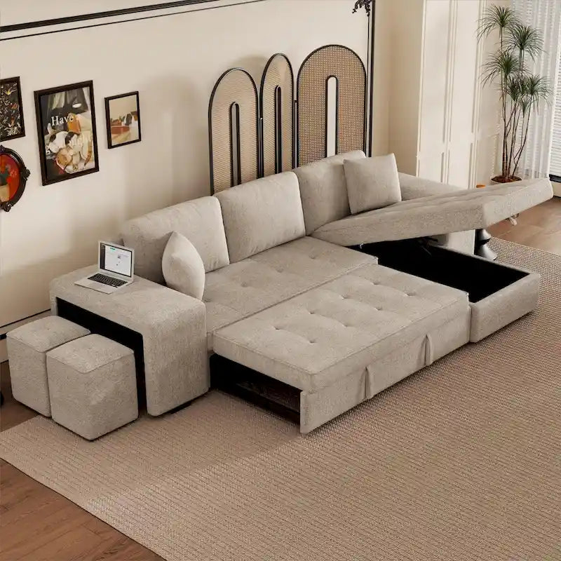 Modern L-Shape 3 Seat Reversible Sectional Sofa