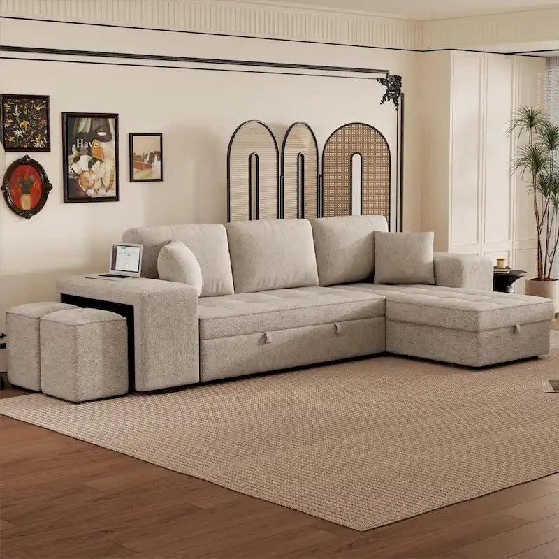 Modern L-Shape 3 Seat Reversible Sectional Sofa
