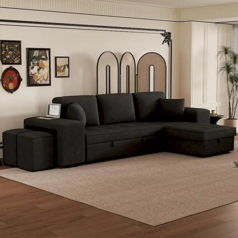 Modern L-Shape 3 Seat Reversible Sectional Sofa