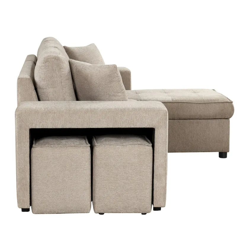 Modern L-Shape 3 Seat Reversible Sectional Sofa