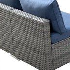 HOOOWOOO 4 Seater Grey Rattan Outdoor Furniture Fire Pit Set
