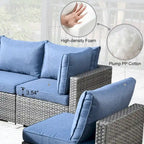 HOOOWOOO 4 Seater Grey Rattan Outdoor Furniture Fire Pit Set