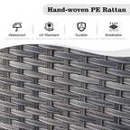 HOOOWOOO 4 Seater Grey Rattan Outdoor Furniture Fire Pit Set