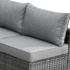 HOOOWOOO 4 Seater Grey Rattan Outdoor Furniture Fire Pit Set