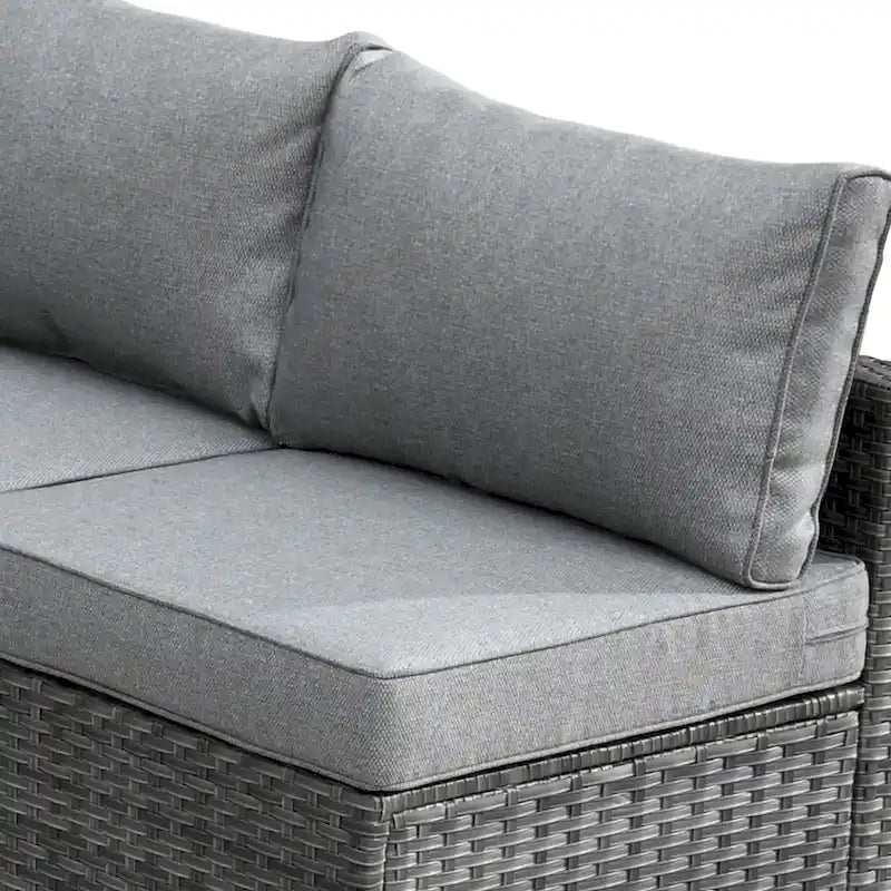 HOOOWOOO 4 Seater Grey Rattan Outdoor Furniture Fire Pit Set