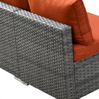 HOOOWOOO 4 Seater Grey Rattan Outdoor Furniture Fire Pit Set