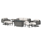 Vistano 7 Piece Sunbrella Outdoor Patio Motion Fire Seating Set - Gray