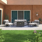 Vistano 7 Piece Sunbrella Outdoor Patio Motion Fire Seating Set - Gray