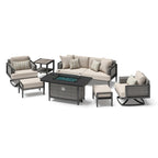 Vistano 7 Piece Sunbrella Outdoor Patio Motion Fire Seating Set - Gray