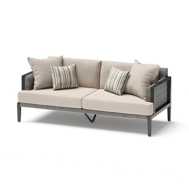 Vistano 7 Piece Sunbrella Outdoor Patio Motion Fire Seating Set - Gray