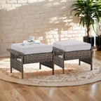 Gymojoy 2PCS Patio Rattan Ottoman Cushioned Seat - Brown