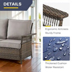 Gymojoy 2PCS Patio Rattan Ottoman Cushioned Seat - Brown