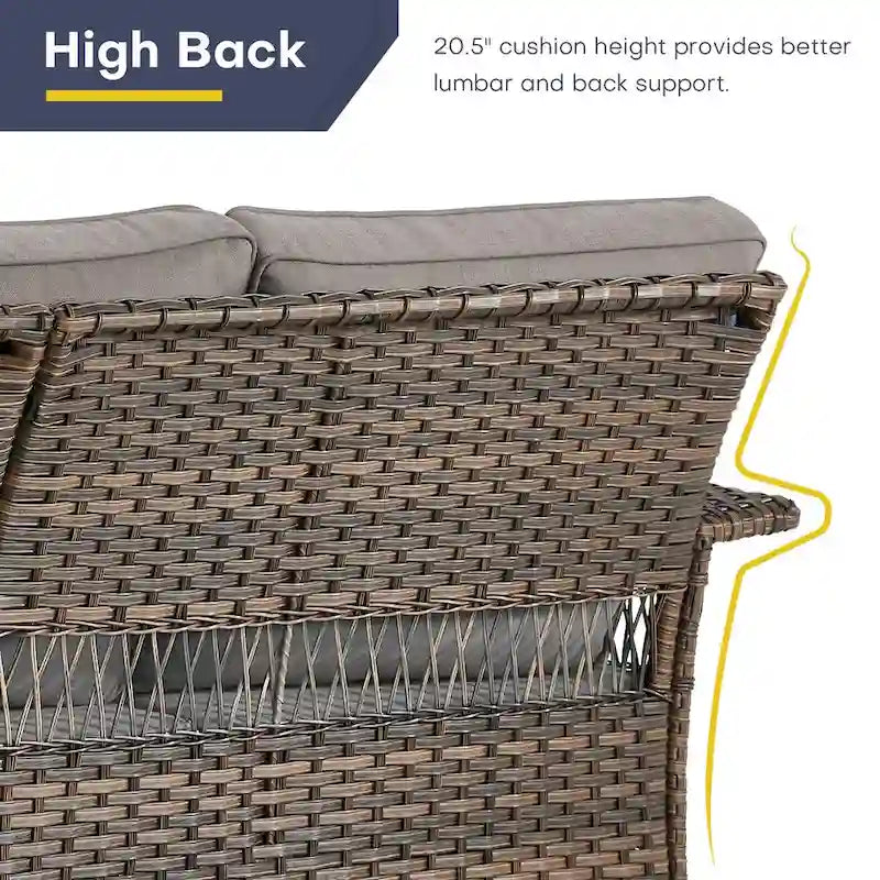 Gymojoy 2PCS Patio Rattan Ottoman Cushioned Seat - Brown