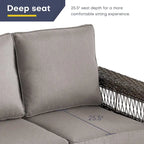 Gymojoy 2PCS Patio Rattan Ottoman Cushioned Seat - Brown