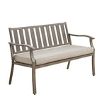Outdoor Dining Bench Patio Loveseat Bench with Beige Cushion